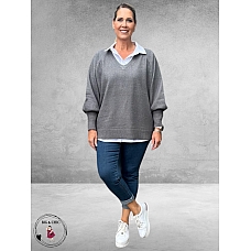 NO.1 BY OX Trui V-Hals Grey